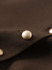 女士时尚垂坠短款西装背心，修身通勤无袖夹克，春秋季 - 咖啡棕 - 查看 5