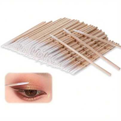 100pcs Pointed Swabs Precision Tip Swabs Q Tips Swabs Wooden Swabs Disposable Tipped Applicators For Eyebrow Tattoo Beauty MakeUp Nail Clean Cotton S