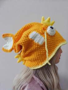 1 Piece Cute Clownfish Hat Knitted Warm Hat Goldfish Three-Dimensional Shape Soft And Warm Neutral Style Suitable For Daily Leisure Vacation, Fall / Winter