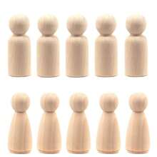 20pcs Wooden Peg Dolls, Unfinished Wooden Female People Shape Nature Plain Wood Body Dolls For Art Craft Projects DIY