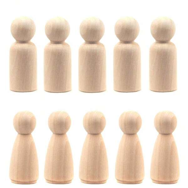 20pcs Wooden Peg Dolls, Unfinished Wooden Female People Shape Nature Plain Wood Body Dolls For Art Craft Projects DIY