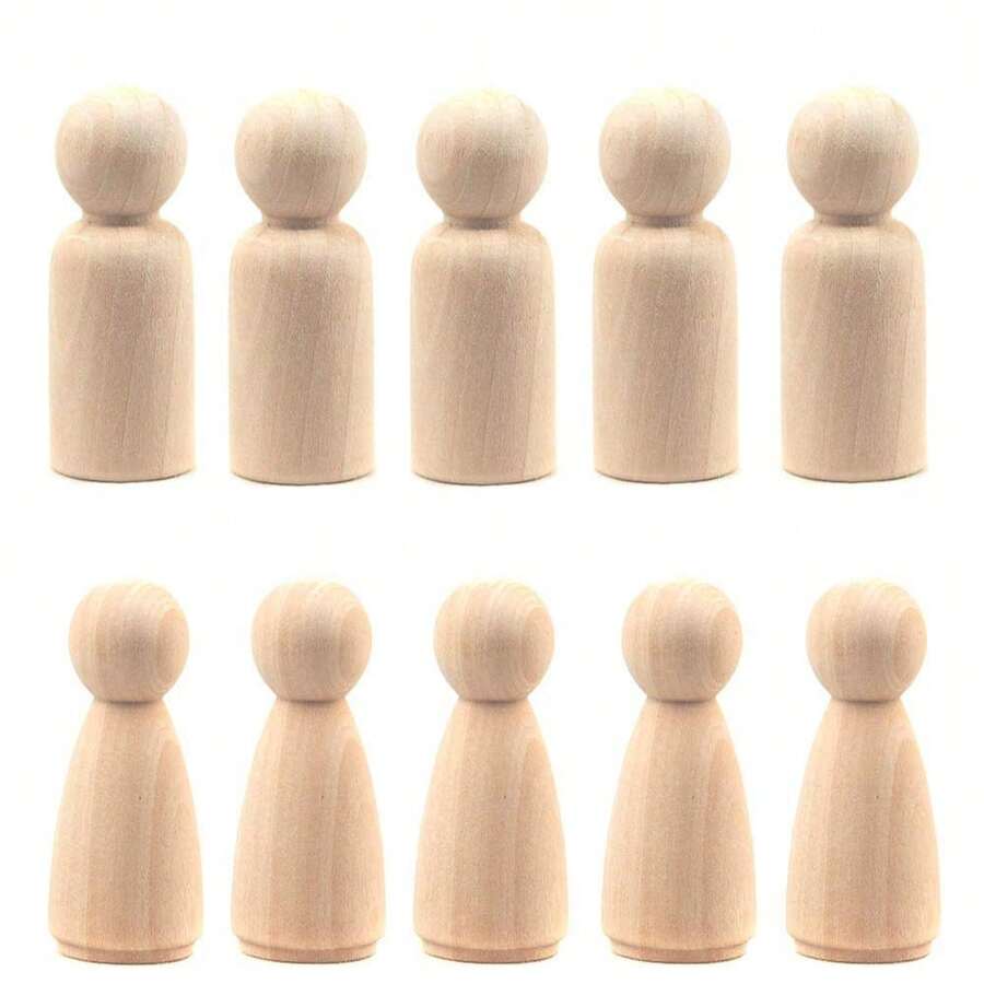 20pcs Wooden Peg Dolls, Unfinished Wooden Female People Shape Nature Plain Wood Body Dolls For Art Craft Projects DIY
