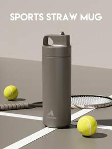 18oz Stainless Steel Insulated Water Bottle, Leakproof Portable Travel Mug with Straw for Hot and Cold Beverages for School, Gym, Office, and Outdoor Multiple Occasions - 灰色 - 查看 3
