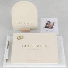 Beautiful Wedding Guest Book Set With Personalized 2025 Year Your Wedding Reception – Elegant Photo Guestbook Linen Cover, Sign, Luxury Pen & Adhesive Photo Corners To Capture Memories - Sage - 查看 10