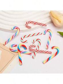 20pcs/5pcs Christmas Candy Cane Decorations, Colorful Mini Artificial Candy Canes, Santa Claus Sticks Without Holes For Hanging, DIY Wreath Decor Accessories, Christmas Decorations, DIY Craft Supplies, Tabletop Decor, Holiday Atmosphere Decoration Props