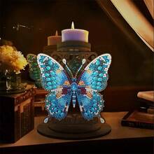 LaoJieYuan 2026 New Style Beautiful Pattern Flower DIY Diamond Painting Candle Holder Ornaments Desktop Tea Light Candle Holder 5D DIY Diamond Art Mini Candle Holder Diy Crafts Diamond Art Painting Christmas Decorations