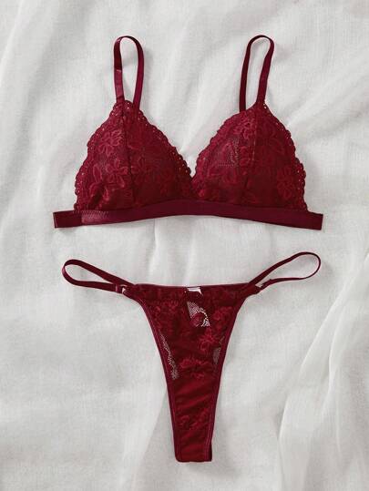 Women Verleidelijke Lingerie Set Spaghetti Strap Backless Kanten Blo String Panties, Rave view 2