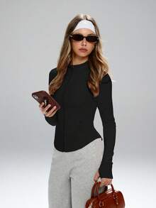 FWH Siluetă strâmtă în talie, Manșete cu găuri pentru degetul mare, Căptușeală din fleece plușat, Estetică profesională, Cu funcționalitate atletică, Jachetă de antrenament profesională, Jachetă de sală potrivită pentru birou, Jachetă de exerciții cu guler înalt pentru femei, Jachetă de antrenament slim-fit cu găuri pentru degetul mare pentru femei profesioniste, Jachetă elegantă din fleece cu guler înalt