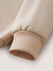 Young Boy Pumpkin Head & Letter Print Thermal Lined Crew Neck Long Sleeve Sweatshirt, Casual Halloween For Autumn/Winter