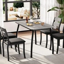 5 Piece Dining Table Set For 4, Space-Saving Kitchen Table With Upholstered Chairs, Modern Angled Corner Design, Compact Dinner Set For Small Spaces, Apartment, Dining Room - 灰色 - 查看 9