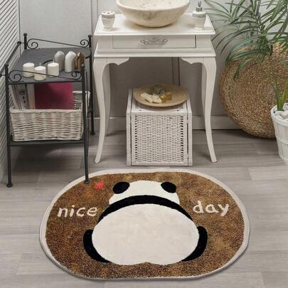 1pc Cute Panda, Dollar Bowknot & Handsome Boy Pattern Decorative Carpet, Faux Wool Non-Slip Soft Washable Bathroom Mat, Shaped Room Decor Rug, Durable Polyester Decorative Small Mat, Suitable For Home Decor, Bedroom, Outdoor Use, Outdoor Doormat, Entrance Mat, Applicable For Living Room, Bedroom, Dining Room, Bathroom, Toilet, Laundry Room, Hallway, Autumn Decor, Multiple Styles Available