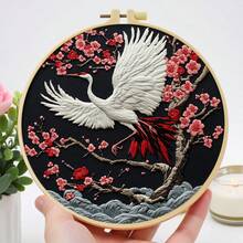 1 Piece Embroidery Set, 20x20cm/7.9x7.9 Inches, Beautiful Crane Pattern, Handmade DIY Embroidery Set For Adults And Beginners, Includes Embroidery Cloth, Instruction Manual, Embroidery Stretch And Needle And Thread, Suitable For Holiday Gifts For Friends Or Family, Furniture, Office Craft Artwork