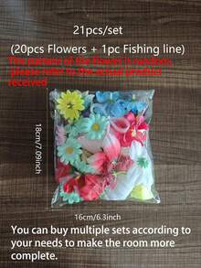 21 Stücke/Set Baby Zimmer hängende Blumen zum Selbermachen Blumen Vorhang, künstliche Blumen Türvorhänge, Frühlings- und Sommer Dekoration Blütenblätter, Simulierte Blumen Dekor Anhänger, Baby-Shower Szenen Dekoration Requisiten - Verschiedenfarbig - Übersicht 9