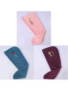 3/2/1件装加厚珊瑚绒卡通刺绣吹风帽，吸水三角干发巾，发帽，浴帽，护发产品及配件，适用于理发店、美容院、旅行、返校季、度假、女士发饰，也适用于美容院、酒店、运动、居家、毛巾、护肤干发巾 - 彩色 - 查看 26