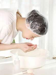 10/50/100pcs Women's Disposable Plastic Transparent Shower Cap, Bathroom, Waterproof, Essential Accessory For Hotel Travel, Used For Deep Hair Care And Cleaning, Home Bathroom Decoration