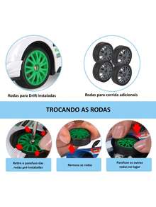 GTR Blue Racing Car With Rechargeable 4x4 Drift Control And 4 Extra Wheels - 藍色 - 查看 8
