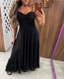 vestido longo bojo franzido babado duas marias alcinha amarração social festa casamento madrinha algodão
