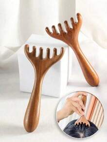 2 件檀香头部和面部按摩梳，放松肌肉，缓解压力，适合男士和女士，精致的万圣节、圣诞节、感恩节、生日礼物、头发、美发工具、护发、学校、返校、旅行、旅行必需品、家庭必需品、水疗、按摩工具、按摩、按摩器、水疗