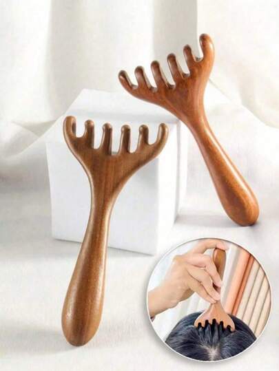 2 件檀香头部和面部按摩梳，放松肌肉，缓解压力，适合男士和女士，精致的万圣节、圣诞节、感恩节、生日礼物、头发、美发工具、护发、学校、返校、旅行、旅行必需品、家庭必需品、水疗、按摩工具、按摩、按摩器、水疗