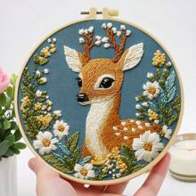 1 Piece Embroidery Set, 20x20cm/7.9x7.9 Inches, Bird, Deer, Winter Landscape Pattern, Handmade DIY Embroidery Set For Adults And Beginners, Includes Embroidery Cloth, Instruction Manual, Embroidery Stretch And Needle, Suitable For Holiday Gifts For Friends Or Family, Furniture, Office Handmade Artwork - Multicolor - View 4