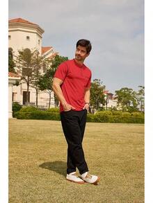 Henley Shirts Slim Fit Button T-Shirthalloween - 紅色 - 查看 11
