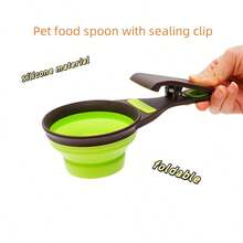 Foldable Pet Food Scoop, Silicone Dog/Cat Food Scoop With Sealing Clip, Portable Measuring Spoon, Pet Supplies - Multicolor - View 2
