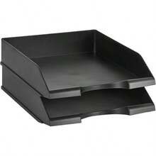 Stackable Office Letter Organizer Desk Tray Pack Of 2 Black