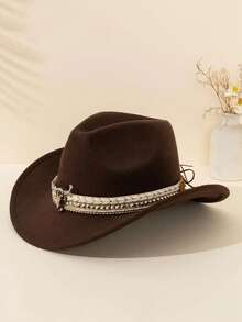 1 chiếc Mũ cao bồi miền Tây Unisex có hình đầu bò có thể tháo rời và trang trí bằng đá giả - Mũ nỉ màu nâu nhẹ, thích hợp cho tiệc Giáng sinh, hoạt động ngoài trời, lễ hội theo chủ đề, lễ kỷ niệm, mũ đội đầu bền - Nhiều màu - Xem 9