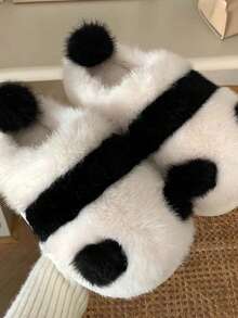 Fashionable Cute Panda Design Slippers, Cartoon Indoor Slippers, Warm & Comfortable Slippers For Women, Couples, Autumn/Winter