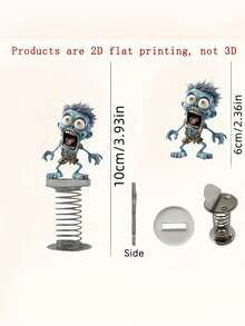 1pc Funny Zombie Flat Acrylic Spring Rocking Ornament, Car Interior Decor And Desktop Decoration - Multicolor - View 5