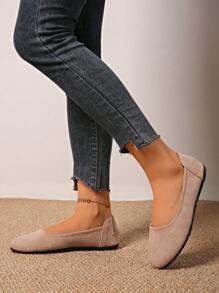 Classic Round Toe Flat Women's Shoes, Plus Size Version 36-43, Thickened Forefoot Protects Feet, Optimized Heel Design Prevents Slipping, Soft Fabric Material And Cushioned Insole For Comfortable Wear - Coffee Brown - View 5