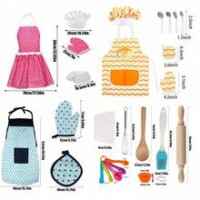 Juego de cocina para niños, Juego de delantal de cocina para niños, Juego de herramientas de horneado y accesorios para pasteles para niños que incluye batidor, rodillo (los patrones y colores pueden variar) Cocina para niños, Juguetes de cocina, Rodillo, Cocina para niños, Horneado para niños, Rodillo, Cocina - Multicolor - Ver 4