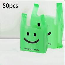 50pcs Plastic T-Shirt Bags With Handles, Plastic Bags In Gift Wrap Bags - Plastic Bags In Food Wrap Bags - Plastic Bags In Trash Bags - Bags Plastic - Gift Bags Plastic - Plastic Bags For Food - Shopping Bags Plastic - Plastic Bags Large - Plastic Bags For Drinks - Mini Bags Plastic Polyethylene Shopping Bags For Groceries, Vegetables, Fruits, Snacks - And Convenient, Suitable For Supermarkets, Restaurants, Retail Stores, And Home Organization - Green - View 6
