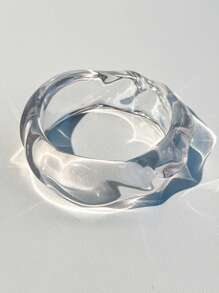 1 pieza Nuevo brazalete de resina transparente elegante, diseño geométrico asimétrico brillante, adecuado para uso diario y de fiesta
