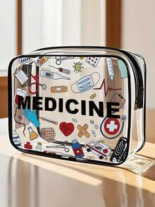 New MEDICINE Storage Bag - Mini Cosmetic Bag,Transparent Toiletry Bag, Medical Kit, Travel Essentials, Portable Travel Toiletry Bag With Zipper, Beach Transparent Pvc Toiletry Bag, Waterproof Storage Bag, Transparent Storage Bag, Data Cable And Usb Interface Storage Bag, Airport Aviation Standard Pvc Cosmetic Bag, Can Store Medicines, Medical Kits, Etc. For Holiday Vacation Medicine Organizer Emergency Kit Medicine Bag For Travel For Outdoor First Aid Bag