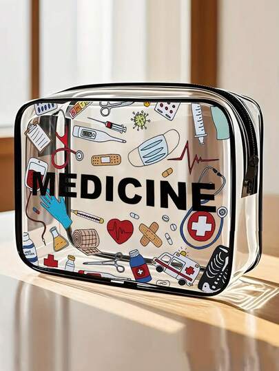 New Mini Makeup Bag - Transparent Toiletry Bag, Medical Bag, Travel Essentials, Zipper Portable Travel Toiletry Bag, Beach Transparent PVC Toiletry Bag, Waterproof Storage Bag, Transparent Storage Bag, Cable And USB Interface Storage Bag, Can Store Medicines, Medical Kits, Etc.