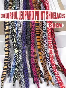 1 Cặp dây giày dệt thoi bằng polyester họa tiết da báo nhiều màu thời trang, phù hợp cho giày thể thao, giày chạy bộ, giày vải - Nhiều màu - Xem 2