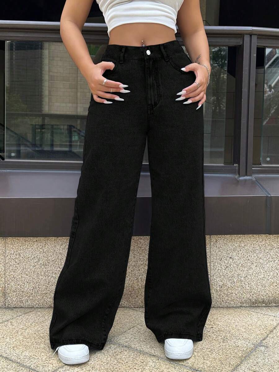 Quần jeans ống đứng dáng casual Mobula Sound dành cho nữ, thời trang và thanh lịch, thích hợp cho các lễ hội âm nhạc, màu đen mùa xuân/hè. - màu đen - Xem 1