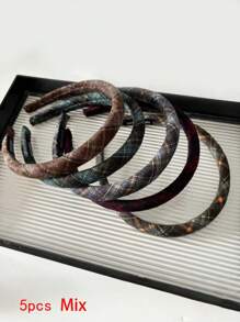 1件装女士条纹休闲涤纶发带，适合所有季节，发箍，发圈头带，发饰，头饰