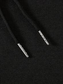 Sudadera con capucha de hombre casual con estampado de dibujos animados de Bob Marley - Moda de otoño e invierno, ajuste regular, tejido de punto con ligera elasticidad,% poliéster, top de manga larga con capucha - Negro - Ver 2