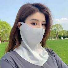1pc Women's Ice Silk Face Mask, Sun Protection Mask, Breathable Outdoor Cycling Face Cover, Solid Color - Multicolor - View 7