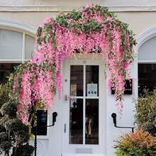 4 Packs Of 6ft White Artificial Wisteria Hanging Flowers - Vine Garland For Wedding Arch, Party, Garden, Home Decor - Perfect For St. Patrick'S Day, Easter, Spring & Summer Celebrations, Outdoor Decor