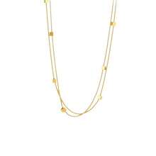 2 Piece Set High Quality Women's Simple Gold Three-Dimensional Small Square Double-Layer Snake Bone Bracelet 18K Stainless Steel Not Fade Fashion - 金色 - 查看 10