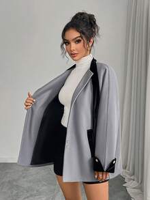 Palton elegant pentru damă, tip damă tip damă (cu guler cu fundă) - Serie de toamnă/iarnă, ideal pentru Ziua Îndrăgostiților