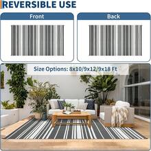 Meiyiu Waterproof Outdoor Rug 8x10/9*12/9*18, Plastic Straw Patio Camping Rug, Indoor Outdoor RV Mat Carpet For Deck, Camper, Porch, Balcony, Backyard, Picnic - Grey-9*12ft - 查看 3