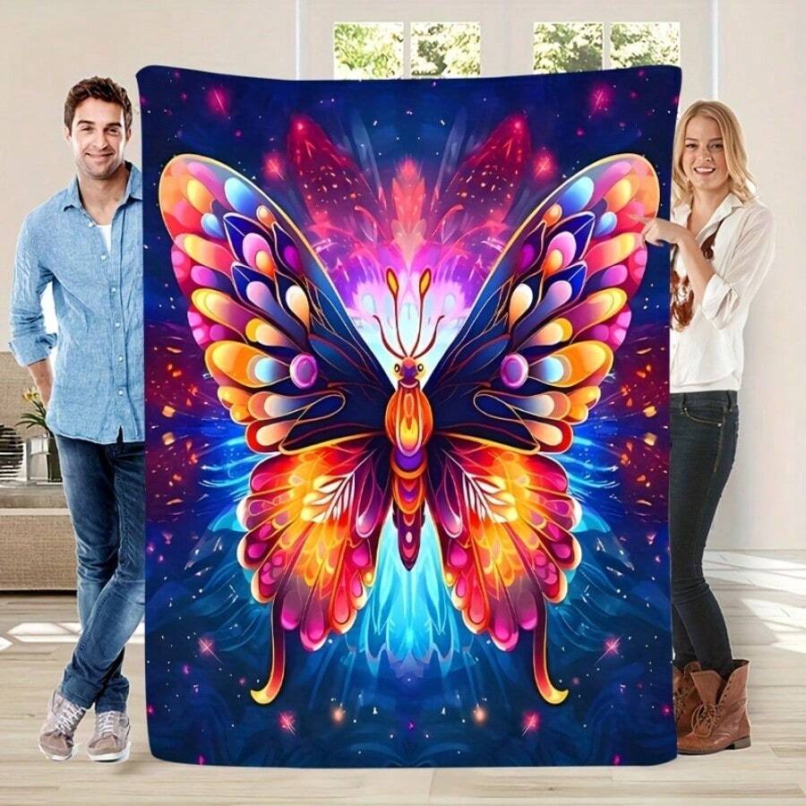 The New Stylish, Comfortable, Soft, And Exquisitely Printed Flannel Blanket Is Suitable For Office Napping, School Napping, Outdoor Camping, And Is A Great Warm Item For Holidays, Birthdays, And Gifts. Multiple Sizes Are Available For Selection - 白色 - 查看 1