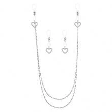 3Ppcs/Set Rhinestones Pendant Nipple Jewelry Set Non Piercing Nipple Rings Breasts Dangles For Women - Silvery - View 11