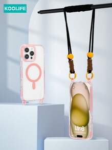 Koolife 1pc High Transparency 2.0mm PC Backplate With Magnetic Wireless Charging, Detachable Lanyard Hole Stand, Side Color Inlay, Molded Lens Frame, Full Coverage Phone Protective Case Compatible With IPhone 17 ProMax/17/17 Pro/17 Air/16/16 Pro/16 Plus/16 ProMax/11/11 Pro/11 ProMax/12/12 Pro/12 ProMax/13/13 Pro/13 Plus/14/14 Pro/14 Plus/14 ProMax/15/15 Pro/15 Plus/15 ProMax