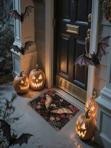 1 Stück Fledermaus-Themen Flanell dekorativer Fußabstreifer, geeignet für Veranda, Schlafzimmer, Wohnzimmer, Esszimmer, Küchen-Eingänge, leicht, einfach zu reinigen, langanhaltend, maschinenwaschbar, bedrucktes Design, verschiedene Größen erhältlich - Mehrfarbig (Neu) - Übersicht 5