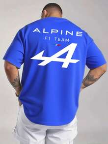 Men's Motorsport T-Shirt | "ALPINE F1 TEAM" Racing Fan Tee |  Streetwear | 100% Cotton | Unisex Fit | Collector's Gift for Motorsport Enthusiasts - Azul - Ver 3
